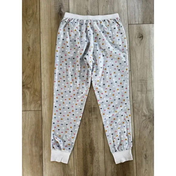 Cuddle Duds XS Gray Hearts Pajama Set Soft Ribbed Henley Joggers Pockets - Picture 5 of 16